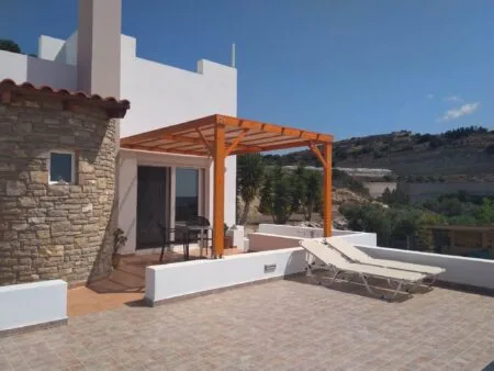 Vue sur la terrasse de la chambre de chez l'habitant